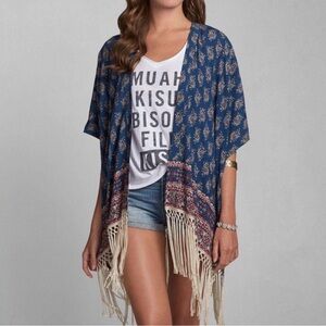 Abercrombie & Fitch Blue Beige Katina Kimono